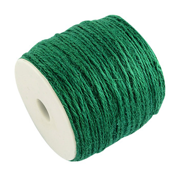 Colored Jute Cord, Jute String, Jute Twine, 3-Ply, for Jewelry Making, Green, 2mm, about 109.36 yards(100m)/roll