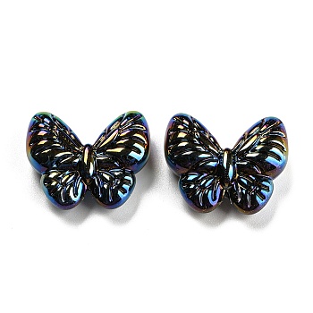 Acrylic Opaque Beads, AB Color, Butterfly, Black, 22x26x9.5mm, Hole: 1.8mm