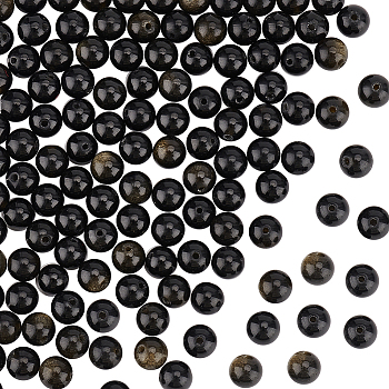 2 Strands Natural Golden Sheen Obsidian Beads Strands, Round, 6mm, Hole: 1mm, about 61pcs/strand, 15.2 inch