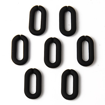 Rubberized Style Acrylic Linking Rings, Quick Link Connectors, For Cable Chains Making, Oval, Black, 20x11x3mm, Inner Diameter: 13.5x4mm