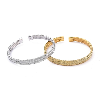 Unisex 304 Stainless Steel Mesh Bangles, Cuff Bangles, Mixed Color, 2-1/4 inch(5.7cm)