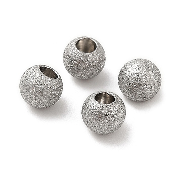 304 Stainless Steel Cord End, End Caps, Textured Round, Stainless Steel Color, 4mm, Hole: 1.6mm