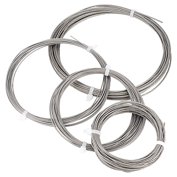 BENECREAT 4Roll 304 Stainless Steel Wire, Plastic Coated, Stainless Steel Color, 1~2mm, about 32.81 Feet(10m)/roll