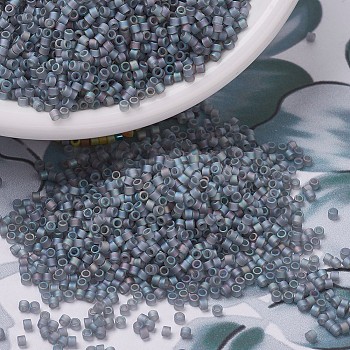 MIYUKI Delica Beads, Cylinder, Japanese Seed Beads, 11/0, (DB0863) Matte Transparent Gray AB, 1.3x1.6mm, Hole: 0.8mm, about 2000pcs/10g