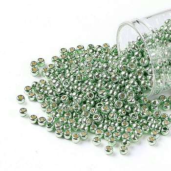 TOHO Round Seed Beads, Japanese Seed Beads, (PF570) PermaFinish Light Green Lime Metallic, 8/0, 3mm, Hole: 1mm, about 222pcs/bottle, 10g/bottle