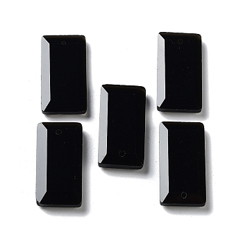 Natural Obsidian Pendants, Faceted Rectangle Charms, 25x13x4~4.5mm, Hole: 1mm
