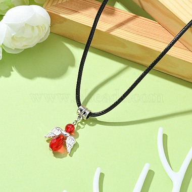 Angel Shape Alloy with Glass Pendant Necklaces(NJEW-JN04560-05)-2