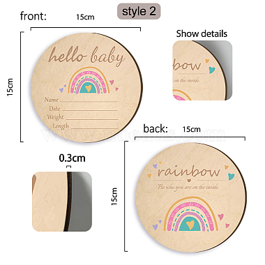 2Pcs 2 Style Double-face Printed Wooden Baby Photo Props(DJEW-WH0601-001)-3