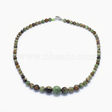 Natural Green Opal Graduated Beads Necklaces and Bracelets Jewelry Sets(SJEW-L132-04)-2