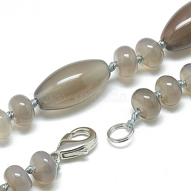 Natural Grey Agate Beaded Necklaces(NJEW-S388-21)-2