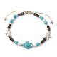 Starfish & Tortoise Synthetic Turquoise Braided Bead Anklets(AJEW-AN00564-02)-1
