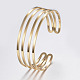 Placage d'ions creux (ip) 304 bracelets de manchette à large bande en acier inoxydable(BJEW-H565-01G)-1