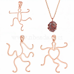3Pcs 3 Styles 925 Sterling Silver Pendant Cabochon Settings, Rose Gold, 24~35x24~33mm, Hole: 3mm, 1pc/style(STER-PH0003-12)