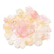 Transparent Acrylic Beads, Frosted, Mixed Shapes, Lemon Chiffon, 12~30.5x11.5~39.5x2.5~9mm, Hole: 1.6~2.7mm(OACR-H039-04D)