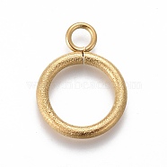 Ion Plating(IP) 304 Stainless Steel Toggle Clasps Parts, Textured, Ring, Golden, 19x14x2mm, Hole: 3mm(STAS-P248-01G)