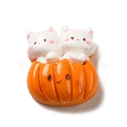 Animal Cat Theme Opaque Resin Decoden Cabochons, Pumpkin, 24x21x19.5mm(CRES-B020-01A)