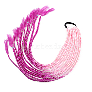 High Temperature Fiber Colored Braids Hair Piece Ponytail Dreadlocks Hair Ornaments, Hair Accessories Women Children Girl, Camellia, 600~650mm(OHAR-PW0003-203-17)