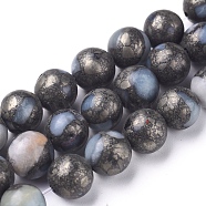Assembled Synthetic African Pyrite and Flower Amazonite Beads Strands, Round, 8~8.5mm, Hole: 1.4mm, about 49 pcs/Strand, 15.75 inch(40 cm)(G-D0006-C14-8mm)