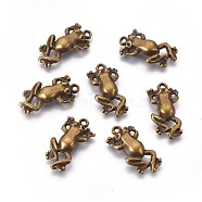 Metal Alloy Pendants, Cadmium Free & Lead Free, Frog, Antique Bronze, 22x10x2mm, Hole: 2mm(X-PALLOY-A15328-AB-NF)