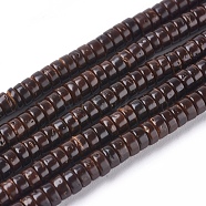 Coconut Beads Strands, Flat Round, Coconut Brown, 4x2mm, Hole: 1mm, about 330~331pcs/strand, 26 inch(66cm)(COCO-O009-03-4x2mm)