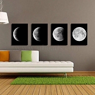 Wall Art Painting Canvas Hd Prints, Frameless Computer Inkjet Sofa Background Wall Oil Painting, Eclipse of the Moon, Black, 47x37x0.1cm, 4pcs/set(AJEW-WH0120-39)