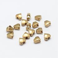 Brass Beads, Nickel Free, Heart, Raw(Unplated), 5x6x3.5mm, Hole: 2mm(KK-P095-23)