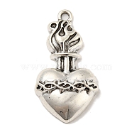 Tibetan Style Alloy Pendants, Heart Theme Charms, Antique Silver, 36x19x5mm, Hole: 2mm(TIBE-L013-08AS-03)
