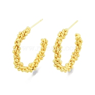 Brass Twist Rope Stud Earrings, Half Hoop Earrings for Women, Nickel Free, Matte Gold Color, 30x5mm, Pin: 0.8mm(EJEW-G322-08MG)