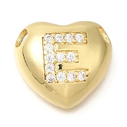 Rack Plating
 Brass Micro Pave Cubic Zirconia Pendants, Cadmium Free & Lead Free, Heart with Letter A~Z Charms, Letter E, 14.5x16x6mm, Hole: 3mm(KK-I722-04G-E)