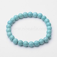 Round Synthetic Turquoise Stretch Bracelets, 52mm(BJEW-O118-01)