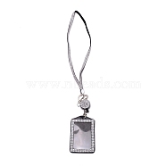 Rectangle PU Leather with Rhinestone ID Card Ferrule, with Strap & Badge Wheel, Crystal, 590mm(AJEW-WH0230-49A)