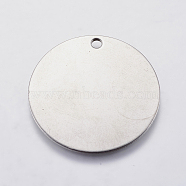 Non-Tarnish 304 Stainless Steel Stamping Blank Tag Pendants, Flat Round, Stainless Steel Color, 30x1mm, Hole: 1.8mm(X-STAS-F139-032P)