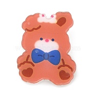 Cartoon Style Acrylic Brooches, with 201 Stainless Steel Pins, Bear, 31x24x6.5mm(JEWB-P018-02E)