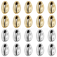 80Pcs 2 Colors Electroplated Shell Beads, Cowrie Shells, Platinum & Golden, 15~20x10~12x5~6mm, Hole: 12~14x2~3mm, 40pcs/color(BSHE-GO0001-04)