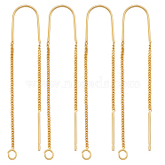 4 Pairs Alloy Stud Earring Findings, Ear Threads, with 925 Sterling Silver Pins & Loops, Real 18K Gold Plated, 60mm, Hole: 1.8mm, Pin: 0.7mm(FIND-BBC0003-32G)