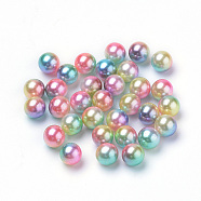 Rainbow Acrylic Imitation Pearl Beads, Gradient Mermaid Pearl Beads, No Hole, Round, Champagne Yellow, 10mm, about 1000pcs/bag(OACR-R065-10mm-07)
