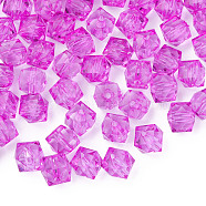 Transparent Acrylic Beads, Faceted, Cube, Violet, 10x11x11mm, Hole: 2mm, about 670pcs/500g(MACR-S373-132-B11)