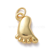 Brass Charms, Long-Lasting Plated, Feet, Real 18K Gold Plated, 12x10x3.1mm, Hole: 3.5mm(X-ZIRC-G160-39G)