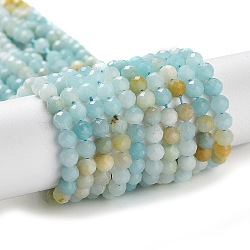 Natural Flower Amazonite Beads Strands, Faceted, Round, 4mm, Hole: 0.6mm, about 94~95pcs/strand, 15.35''(39cm)(G-J400-E07-02)