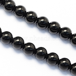 Round Natural Black Onyx Stone Beads Strands, 8mm, Hole: 1mm, about 48pcs/strand, 15.1 inch(X-G-S119-8mm)