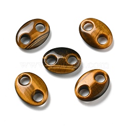 Natural Tiger Eye Connector Charms, Pig Nose, 25x18x6.5mm, Hole: 6mm(G-P467-01D)