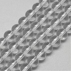 Glass Beads Strands, Round, Clear, 8mm, Hole: 1mm, about 40pcs/strand, 11 inch~12 inch(GR8mm01Y)