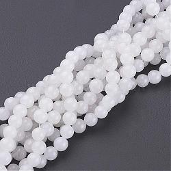16 inch Natural Gemstone Beads Strands, Round, white Jade, about 6mm in diameter, hole:0.8mm. about 64pcs/strand(GSR6mmC138)