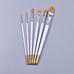Wooden Paint Brushes Pens Sets, For Watercolor Oil Painting, White, 178~207x4~11mm, Brush: 9~22x1.5~17mm, 6pcs/set(AJEW-L072-20)