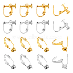 48Pcs 4 Style Brass Converters & Screw On Clip-on Earring Findings, for Non-Pierced Ears, Platinum & Golden, 13~19x6~13x5~9mm, Hole: 1mm, 12Pcs/color(KK-FH0004-53)