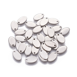 304 Stainless Steel Charms, Stamping Blank Tag, Oval, Stainless Steel Color, 12.5x7.5x1mm, Hole: 1.5mm(X-STAS-L234-065D)