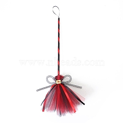 Halloween Witch Broom Ornament, with Grenadine, for Halloween Broomstick Witches Broom, Red, 550x200mm(PW-WG20721-12)