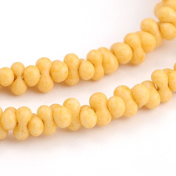 Frosted Bone Glass Bead Strands, Navajo White, 4x2mm, Hole: 1mm, about 260pcs/strand, 16.53~16.92 inch(42~43cm)