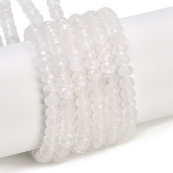 Natural Rainbow Moonstone Beads Strands, Faceted, Rondelle, 4x3mm, Hole: 0.8mm, about 140pcs/strand, 15.35 inch(39cm)