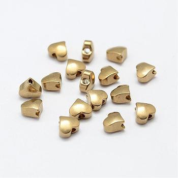 Brass Beads, Nickel Free, Heart, Raw(Unplated), 5x6x3.5mm, Hole: 2mm
